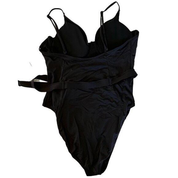 NWT Good American Wire Cup Belted One Piece Swimsuit in Black - Size 5 (2XL) - Picture 9 of 12